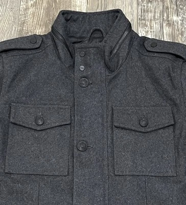 Guess Wool Blend Military Jacket Mens Small Quilted Lined Coat - Image 1 of 4