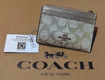 NUEVO CON ETIQUETAS COACH Mini Estuche para Tarjetas de Identificación Ajustado Portatarjetas Cartera y Llavero CW966 AUTÉNTICO Foto 1 de 3
