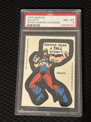 1976 Marvel Super Heroes Sticker Goliath Graded PSA 8 - Image 1 of 2