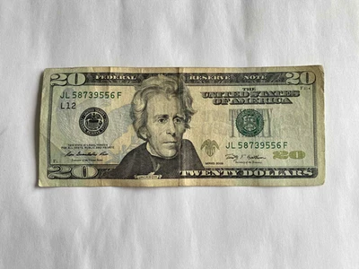 USA Real Money $20 paper money TWENTY DOLLARS Serial # JL 58739556 F  Note 2009 - Image 1 of 3