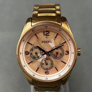 Fossil Womens Watch Justine BQ3100 Rose Gold S.Steel Pink Dial Round New Battery - Picture 1 of 19