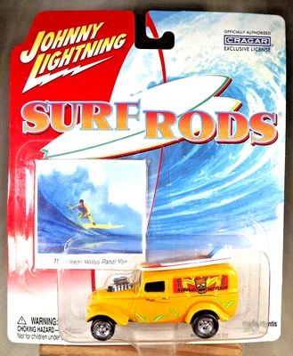 2003 Johnny Lightning Surf Rods KAHULUI SURFSHOP Sedan Delivery Yellow w/Cragar - Image 1 of 4