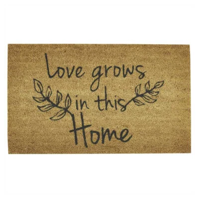 Коврик для двери Love Grows in This Home Coir 18 x 30 дюймов от Park Designs виниловый сзади желтовато-коричневый - Изображение 1 из 2