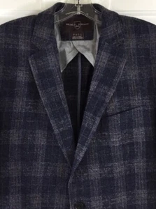 Abrigo deportivo negro marrón 1826 para hombre grande azul marino a cuadros mezcla de lana blazer de 2 botones - Imagen 1 de 9