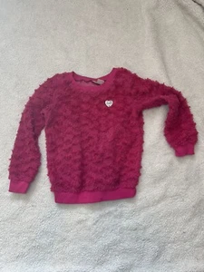 JUICY COUTURE Dark Pink Fuzzy Fleece Sweater Shirt Girl Sz 5 ❤️ - Picture 1 of 8