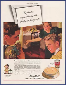 Pubblicità stampa vintage 1939 CAMPBELL'S crema di funghi zuppa cibo effimera anni '30 - Foto 1 di 1