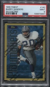 1996 Finest Gold PLAYMAKERS #140 Barry Sanders w/Coating PSA 9 Rare - Picture 1 of 2