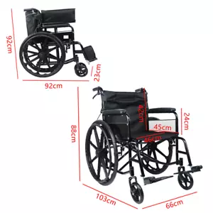 24" Wheelchair Self Propelled Folding Lightweight Transit Travel Wheelchair - Picture 1 of 11