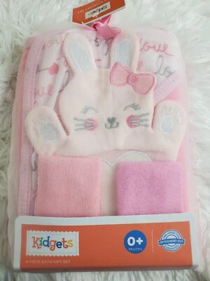 KIDGETS 4 PIECE PINK BATH GIFT SET 0+ Months - Image 1 of 4