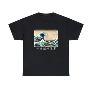 Aesthetic the Great Wave off Kanagawa Graphic design Japan style T shirt Unisex - Picture 1 of 37