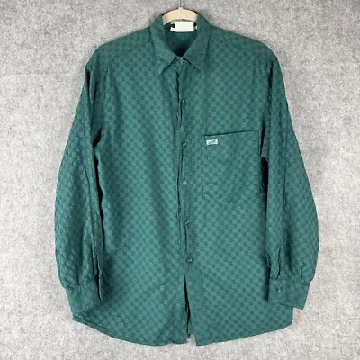 Vintage Guess Georges Marciano Shirt Mens 2 Green Textured Button Up 80s USA - Image 1 of 4