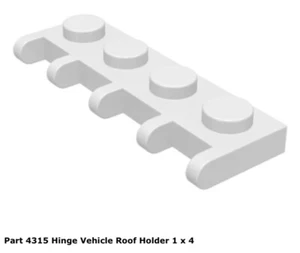 Lego 1x 4315 White Hinge Vehicle Roof Holder 1 x 4 6985 Space Fine Condition - Picture 1 of 1