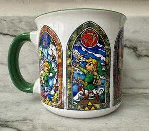 New XL Legend Of Zelda Link Stained Glass Nintendo Ceramic Mug Collectors Green - Picture 1 of 12
