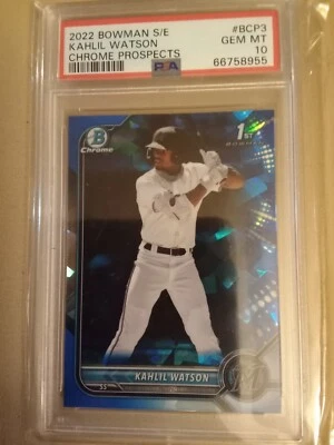 2022 Bowman Chrome SAPPHIRE Prospects Kahlil Watson #BCP3 Graded PSA 10 Rookie - Image 1 of 2