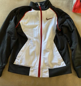 Nike Boys Full Zip Youth Track Jacket Black & White & Red Size 6 - Picture 1 of 5