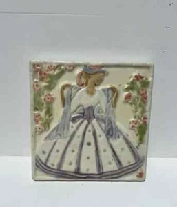 Antique ROOKWOOD Tile Trivet - Dutch Lady Costume - Picture 1 of 5