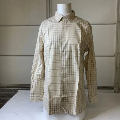 Camisa de vestir ajustada resistente a las arrugas BANANA REPUBLIC para hombre talla L caqui Foto 1 de 4