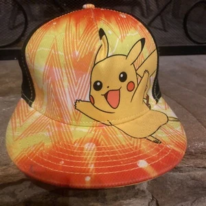 YOUTH Size PIKACHU POKEMON SNAPBACK HAT navy blue yellow adjustable boy girl kid - Picture 1 of 5