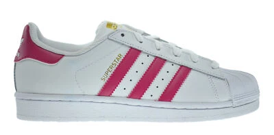 Adidas Superstar Foundation J Zapatos para Niños Grandes Blanco-Rosa-Blanco b23644 Foto 1 de 4
