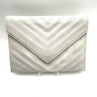 Yves Saint Laurent Clutch Second Bag Ysl Leather Vintage  Off White  Auth #0195