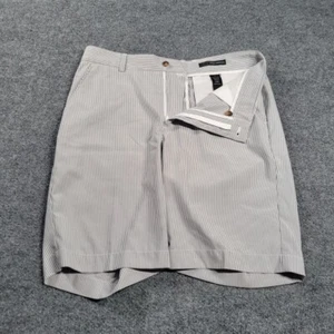 Greg Norman Men's Shorts 38 Black White 11 Stripped Majors Chino Golf - Picture 1 of 11