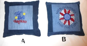 Military Honors /God Bless America Pillow 14" Square Choose from Two - Picture 1 of 3