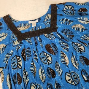 Vestido Coral Bay Para Mujer XL Azul Algodón Playa Salón Casa Floral Bolsillo Hojas - Imagen 1 de 9