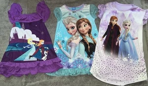 Disney Frozen Girls Kids Sizes 2 3 5 Nightgowns Polyester Lot Bundle Anna Elsa - Picture 1 of 11