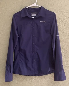 Columbia Damen Größe S Omni-Shade Roll-Tab Langarm geknöpft dunkel lila Shirt - Bild 1 von 5