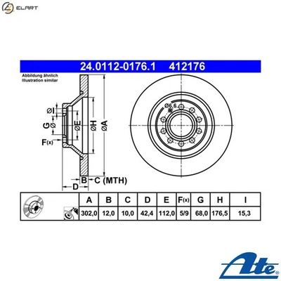 2x BRAKE DISC 24.0112-0176.1 FOR AUDI AUK 3.1L CAJA 3.0L CDYC/CDYA/CDYB 3.0L - Image 1 of 4