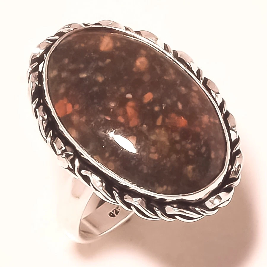 Anillo de joyería de regalo de Navidad de último diseño hecho a mano de piedras preciosas Unakita 9,5" f332 Foto 1 de 1