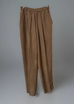 Pantalones para mujer Saks Fifth Avenue Real Clothes 100 % seda marrón talla mediana Foto 1 de 4