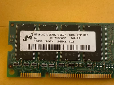 128MB Micron MT16LSDT1664AG-10EC7 PC-100 100MHz 168-Pin SDRAM ECC - Image 1 of 2