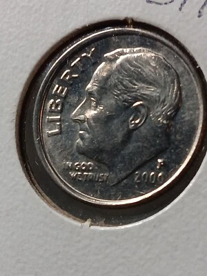 👉2000 OFF CENTER ERROR Roosevelt Dime Unc / BU  A/69  - Image 1 of 3