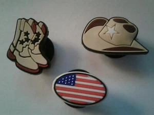 Zapatos Papás Zapatos Dijes: COWBOY/NIÑA AMERICANO - MARRÓN - JUEGO DE 3 PIEZAS - NUEVO - Imagen 1 de 1
