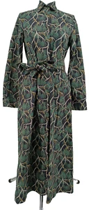 Brigitte von Schönfels Damen Hemdblusenkleid Gr.M Schwarz Grün Beige Floral Eule - Bild 1 von 12