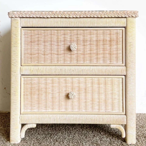 Boho Chic Rattan and Wicker Nightstand by Henry Link Cover