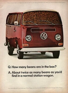 1968 Volkswagen Bus "How Many Beans" Original Color Ad - Picture 1 of 1