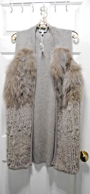 Nuevo con etiquetas Plumero Neiman Marcus Cachemira y Piel Hasta la Rodilla Frente Abierto Talla M Foto 1 de 4