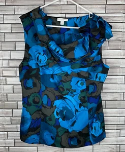 New York & Company Ruffle Printed Sleeveless Tank Size XL Work Wear Business - Picture 1 of 7