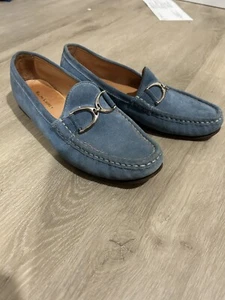 Ralph Lauren Made in Brazil Women’s 7 B Blue Suede Slip on Leather Loafers - Picture 1 of 8