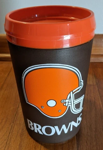Vintage Cleveland Browns NFL 36oz Travel Drink Coffee Mug Aladdin Brand Made USA Cover