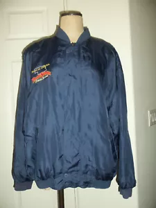 Vintage PALACE STATION Poker Room Las Vegas Blue Silk Lined Bomber Jacket - XL - Picture 1 of 8