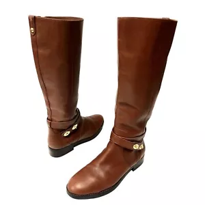 Coach Essex Women Brown Leather TALL Knee High HARNESS Fashion RIDING Boots 8 B - Picture 1 of 16