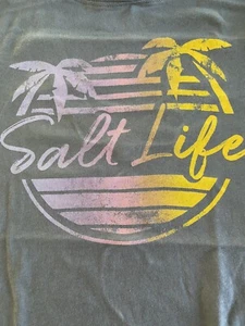 Salt Life FROST GRAY V-NECK T-SHIRT "BEACHFRONT" Women's JUNIORS small NWT - Picture 1 of 3