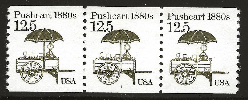 US Scott #2133, Plate #1 Coil of 3 1985 Pushcart 12.5c VF MNH - Image 1 of 1