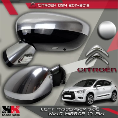 SPECCHIETTO RETROVISORE LATO PASSEGGERO SINISTRO CITROEN DS4 2011-15 17 PIN CROMATO POWER FOLD OEM - Immagine 1 di 4