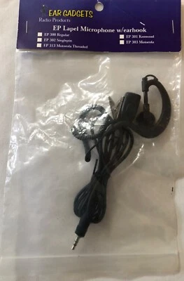 EP LAPEL MICROPHONE W/EARHOOK EP MOTOROLA 313,EP 300 REGULAR,EP 302 SINGLEPIN - Image 1 of 4