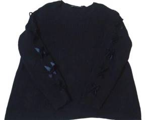 Vintage Ralph Lauren Sweater Womens 2XL Ribbon Top Velvet Lace Sleeve PREPPY - Picture 1 of 14