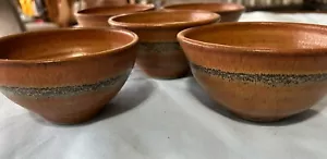 Vintage Lot of (5) 5" Monmouth Mojave Maple Brown Speckled Cereal Bowls - Picture 1 of 5